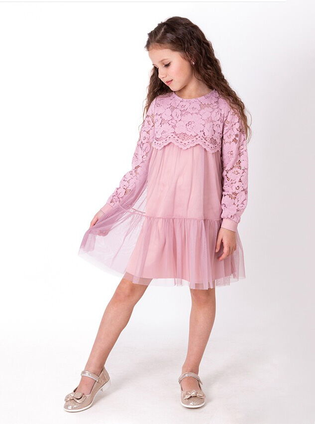 Нарядное платье для девочки Mevis пудра 4057-03 - цена