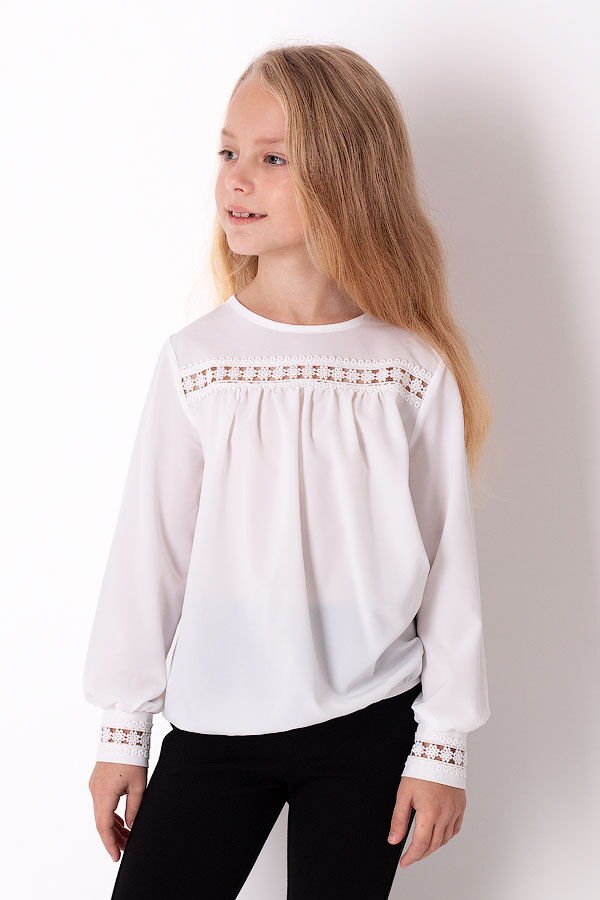 Блузка для девочки Mevis белая 3662-01 - цена