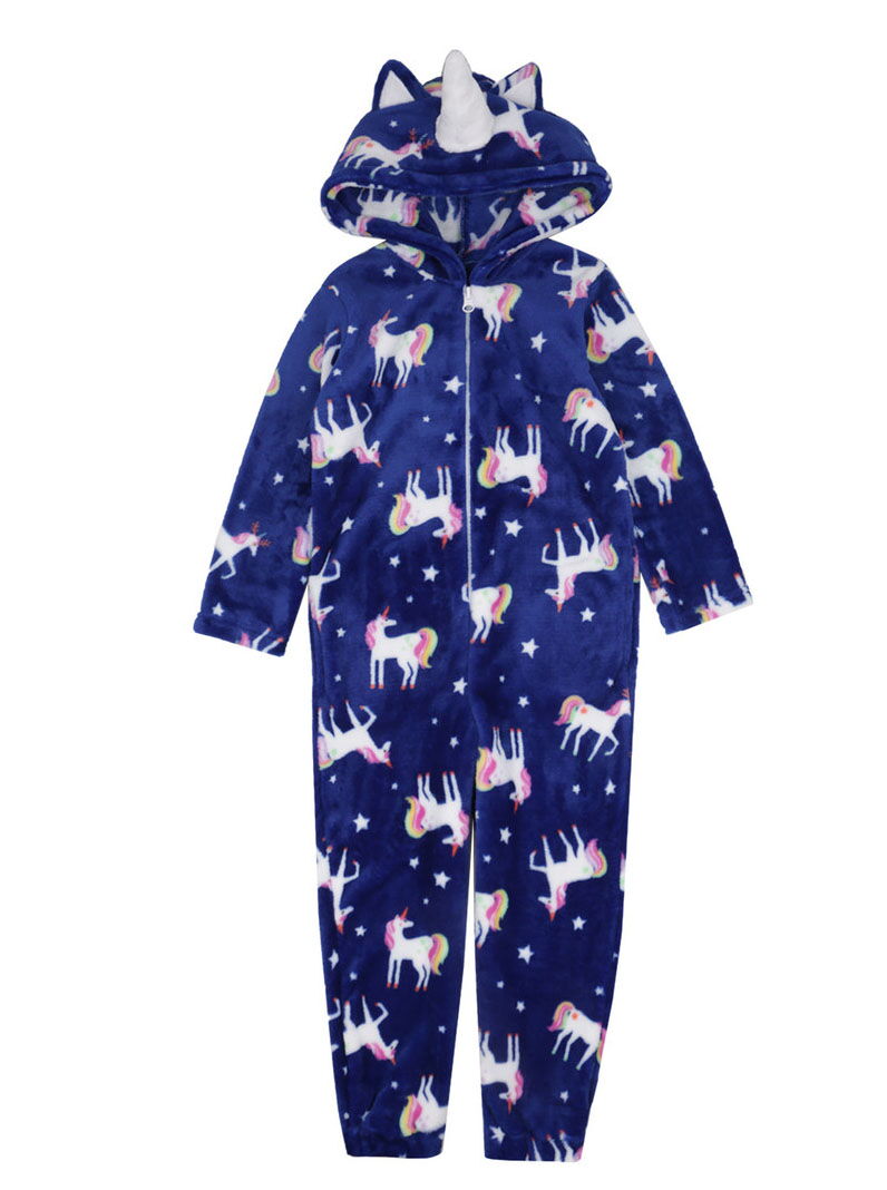 Пижама-кигуруми для девочки Фламинго Единороги синяя 779-910 - цена