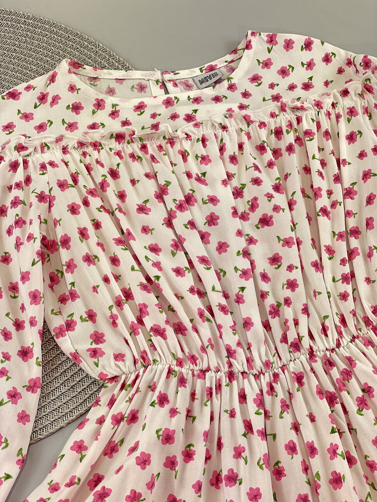 Платье для девочки Mevis Цветочки бело-розовое 4991-01 - картинка