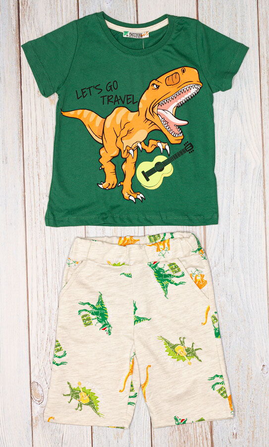 Футболка и шорты для мальчика Paty kids зеленый 52312 - размеры