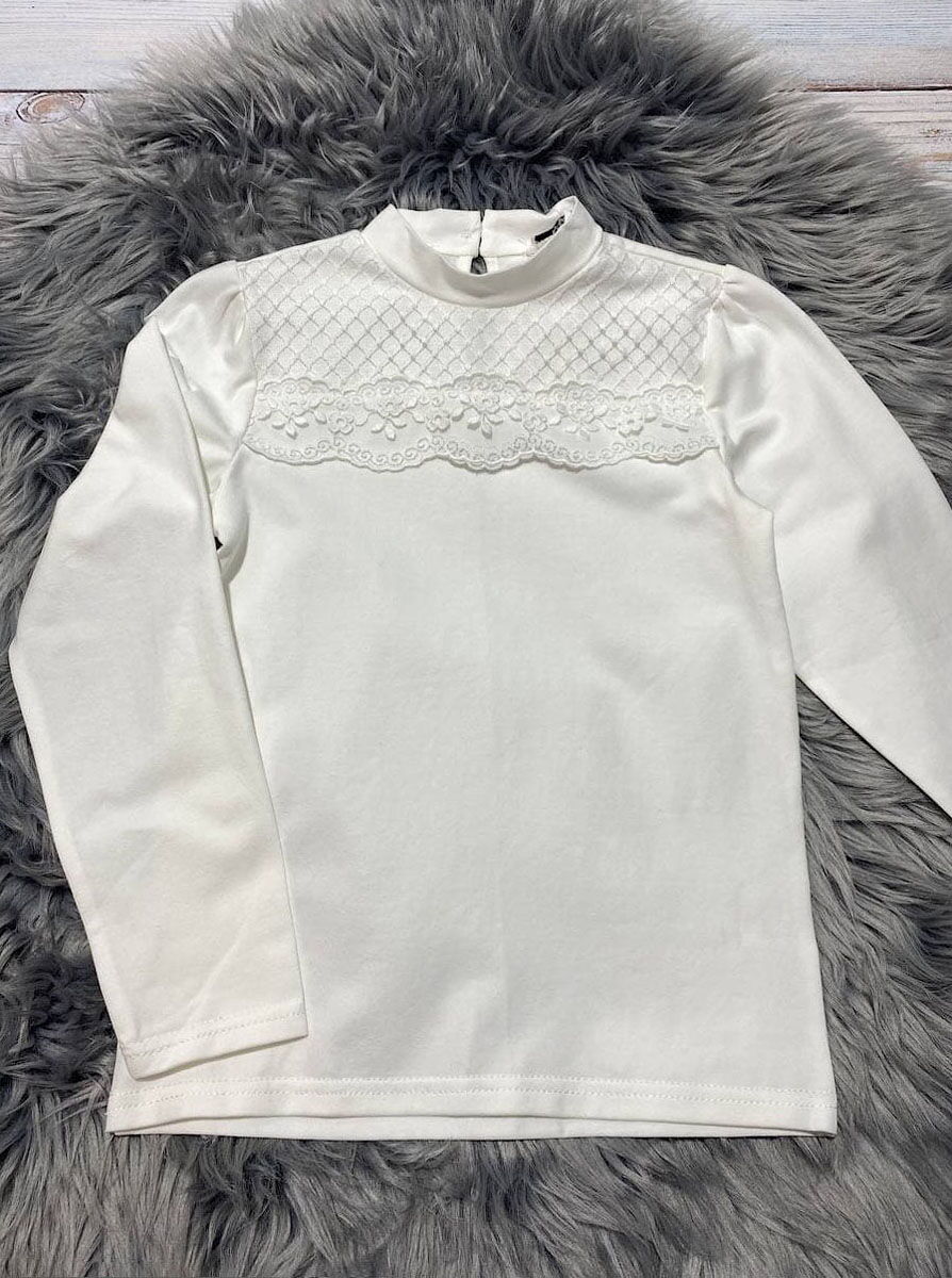 Трикотажная блузка для девочки Mevis молочная 3783-02 - размеры