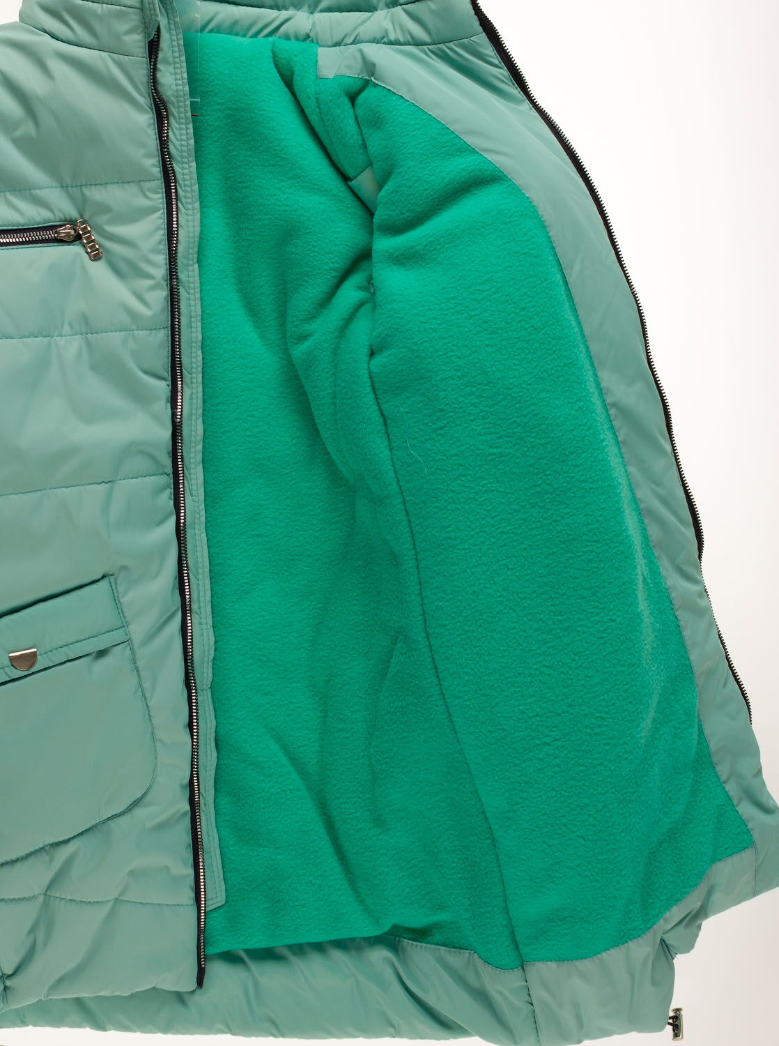 Куртка удлиненная зимняя для девочки Одягайко мята 20009О - картинка