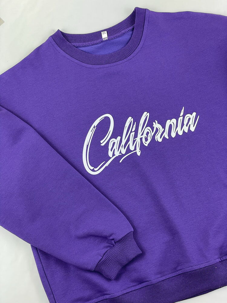 Стильный свитшот для девочки California фиолетовый 0804 - фото