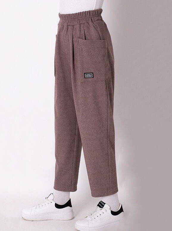 Трикотажные брюки для девочки Mevis бежевые 3588-03 - цена