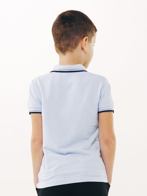 Поло с коротким рукавом для мальчика SMIL голубое 114659/114660/114661 - фото