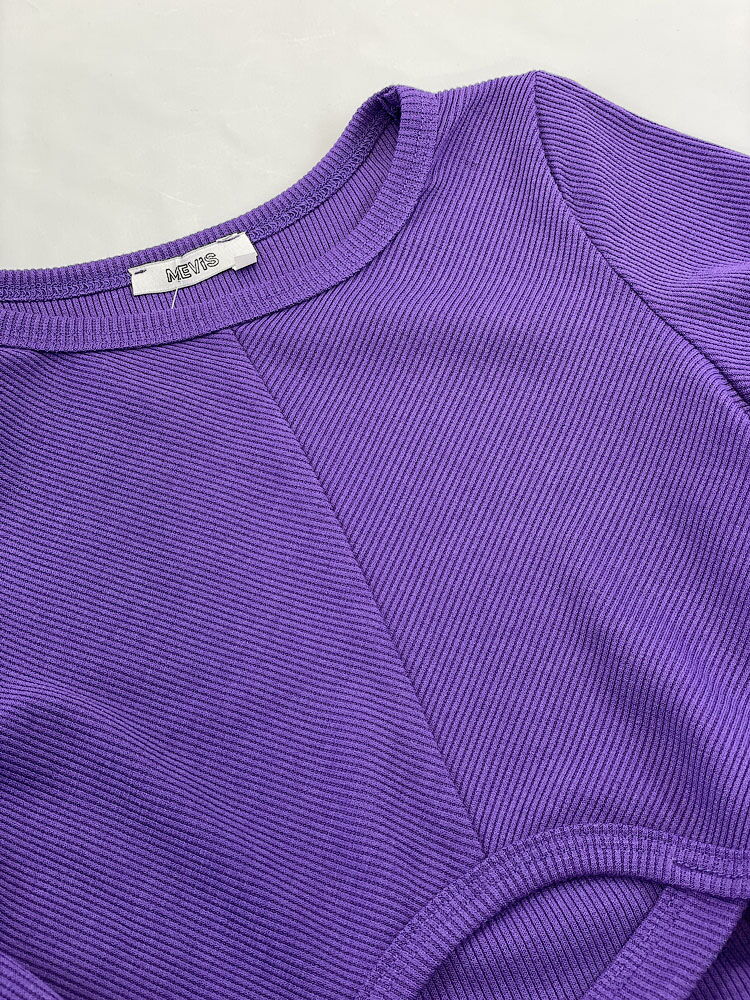 Лонгслив в рубчик для девочки Mevis фиолетовый 4862-03 - размеры