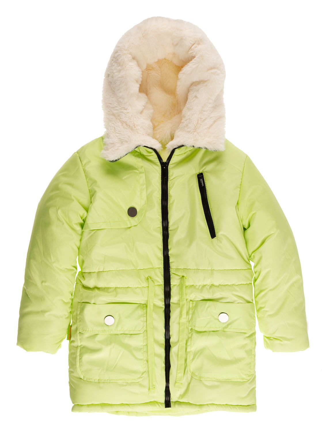 Куртка удлиненная зимняя для девочки Одягайко салатовая 20026О - цена