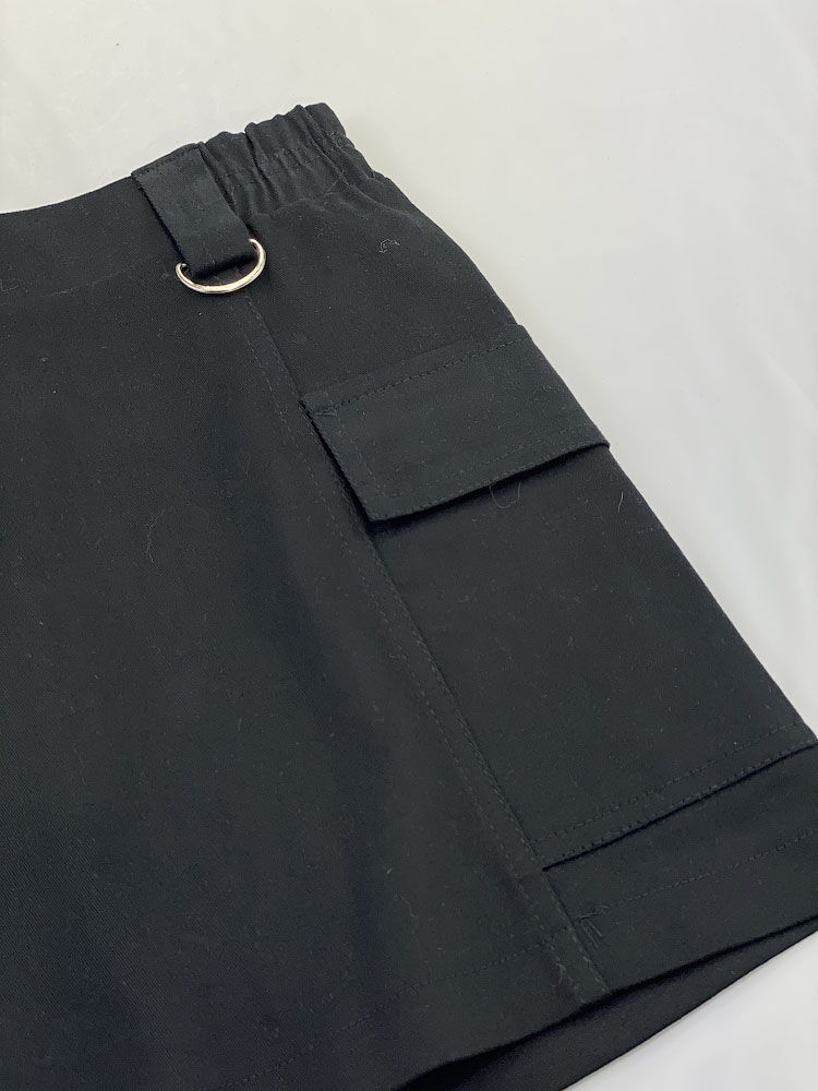 Коттоновая юбка-карго для девочки Mevis черная 4957-02 - фото