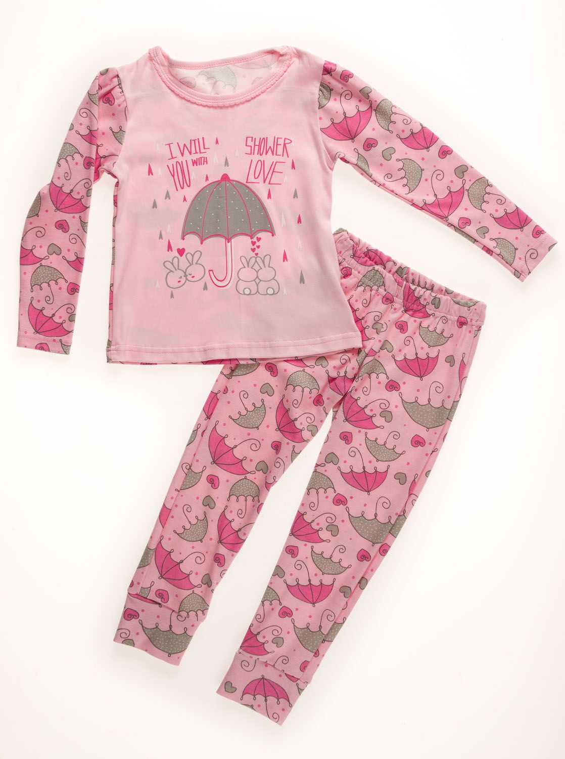 Пижама для девочки Фламинго Зонты розовая 245-222 - цена