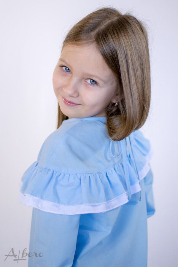 Блузка с длинным рукавом для девочки Albero голубая 5071-В - размеры