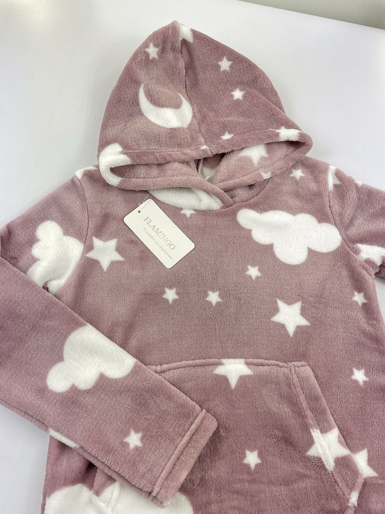 Теплая пижама вельсофт для девочки Фламинго пудра 887-910 - купить