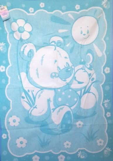 Одеяло-плед детское Vladi Медвежонок голубой 100*140 - цена