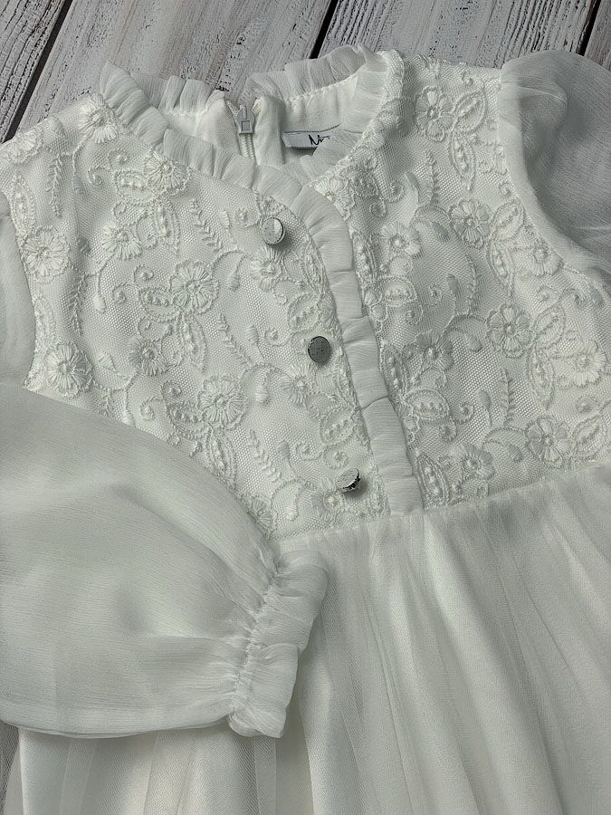 Нарядное платье для девочки Mevis белое 4059-02 - размеры