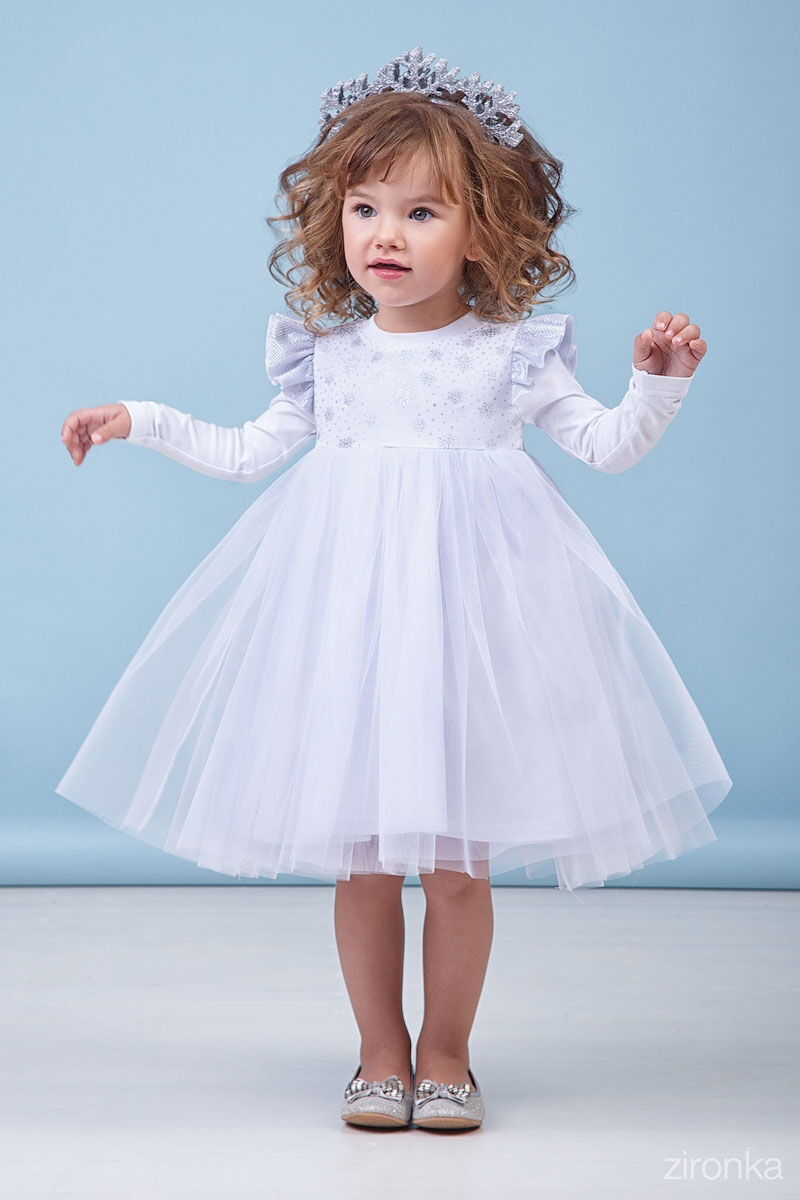 Нарядное платье Снежинка для девочки Zironka белое 38-8042-1 - цена
