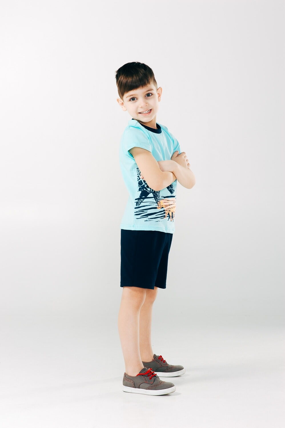 Комплект для мальчика (футболка+шорты) SMIL Мечтатели бирюзовый 113254 - фото