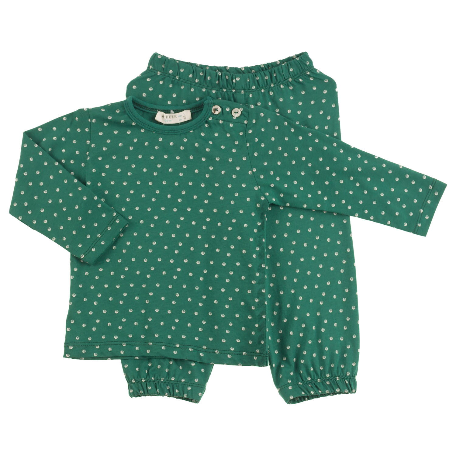 Пижама детская Breeze Горошек зеленая 8382 - цена
