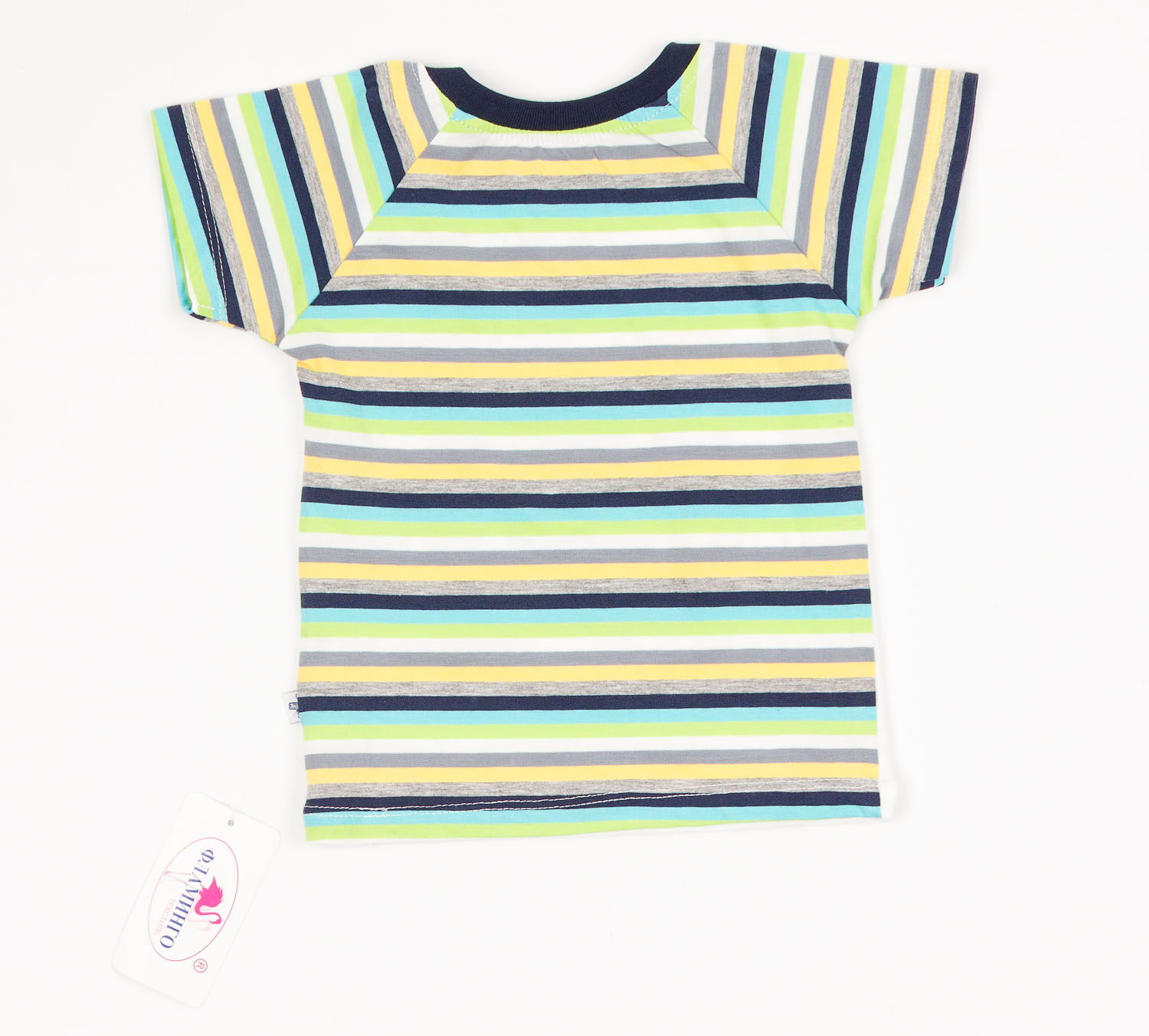 Комплект для мальчика (футболка+шорты) Фламинго темно-синий 587-129 - фотография