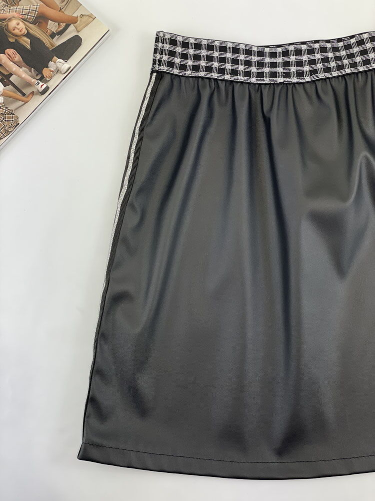 Юбка из экокожи для девочки Mevis черная 3225-03 - размеры