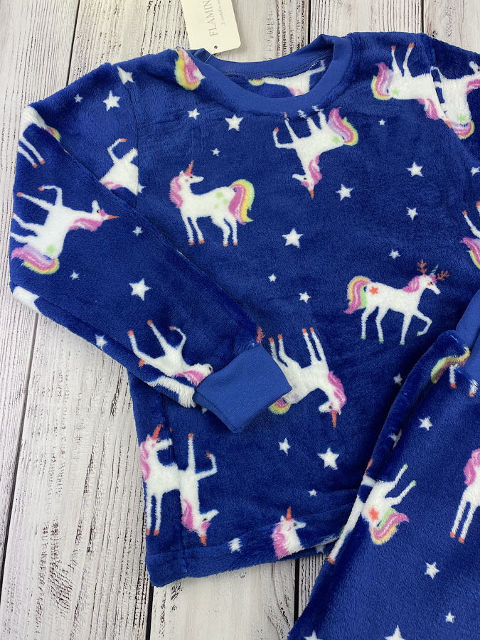 Пижама для девочки вельсофт Фламинго Единороги синий 855-910 - размеры