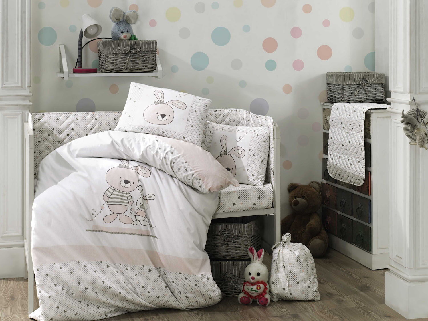 Комплект постельного белья в детскую кроватку HOBBY Elina серый 100*150/2*35*45 - цена