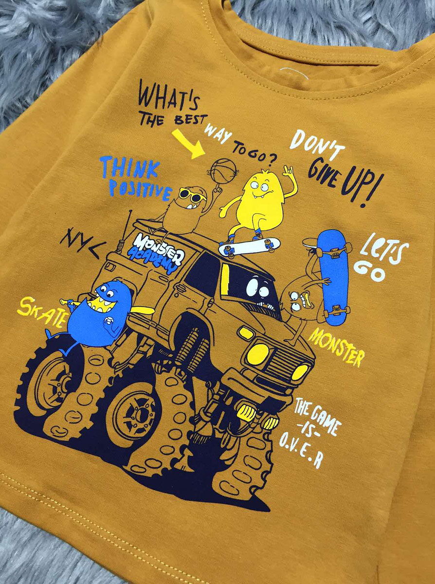 Реглан для мальчика Фламинго Monster горчичный 186-416 - фото