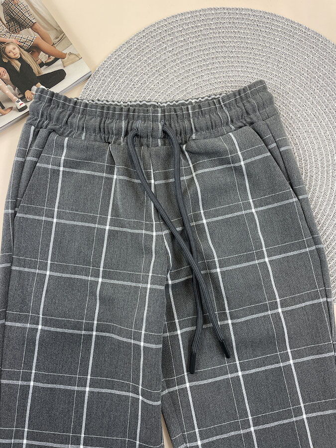 Брюки-слоучи для девочки Mevis Клетка серые 5160-03 - купить