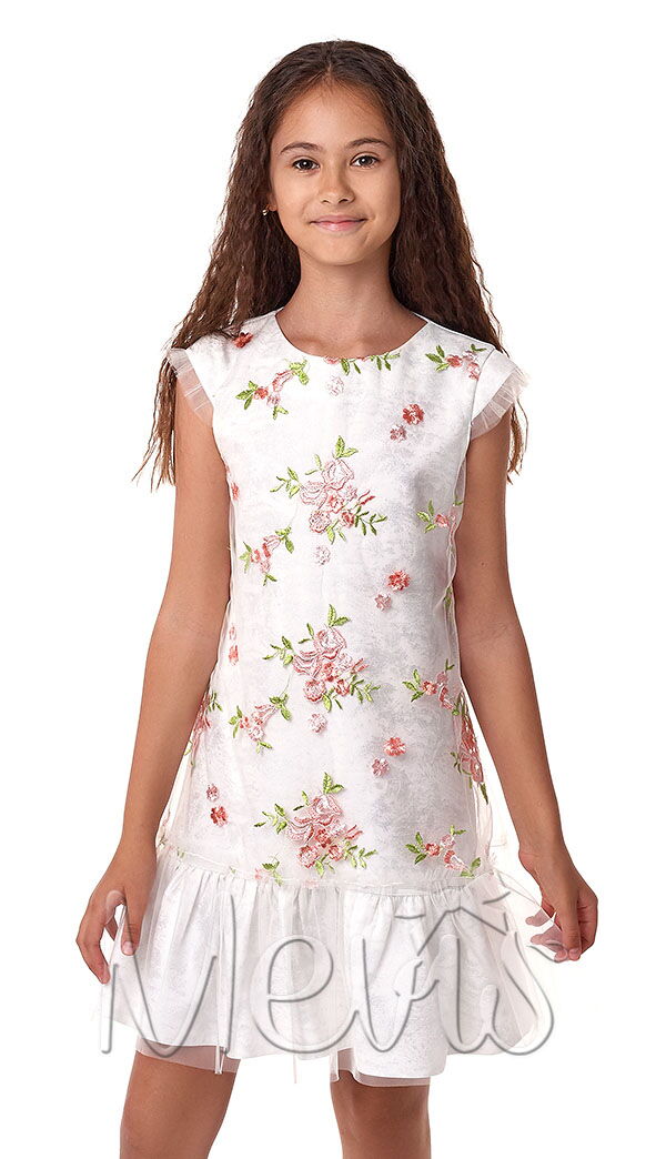 Нарядное платье для девочки Mevis белое 2924-01 - цена