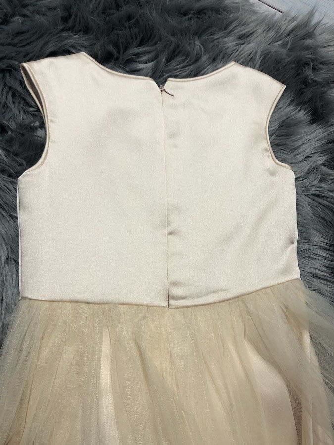 Нарядное платье для девочки Mevis кремовое 3412-02 - размеры