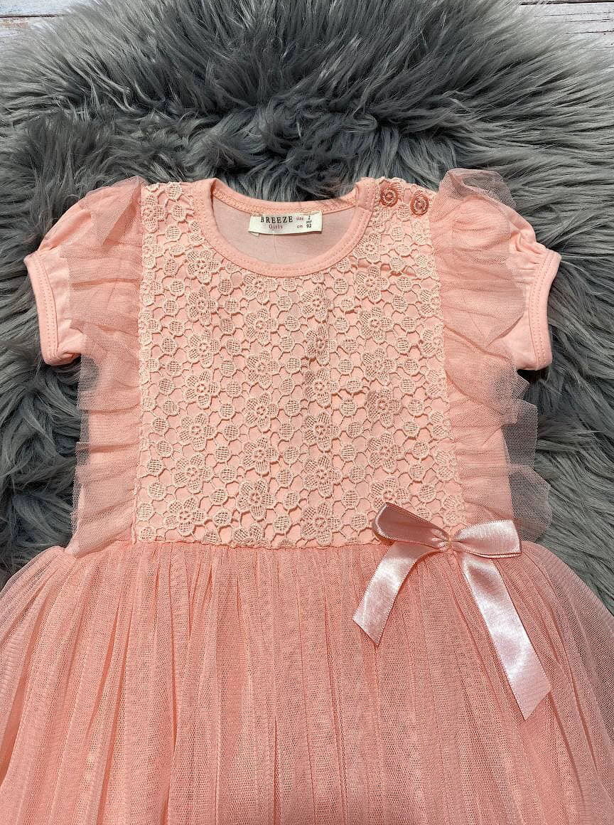 Нарядное платье для девочки Breeze персиковое 14097 - размеры
