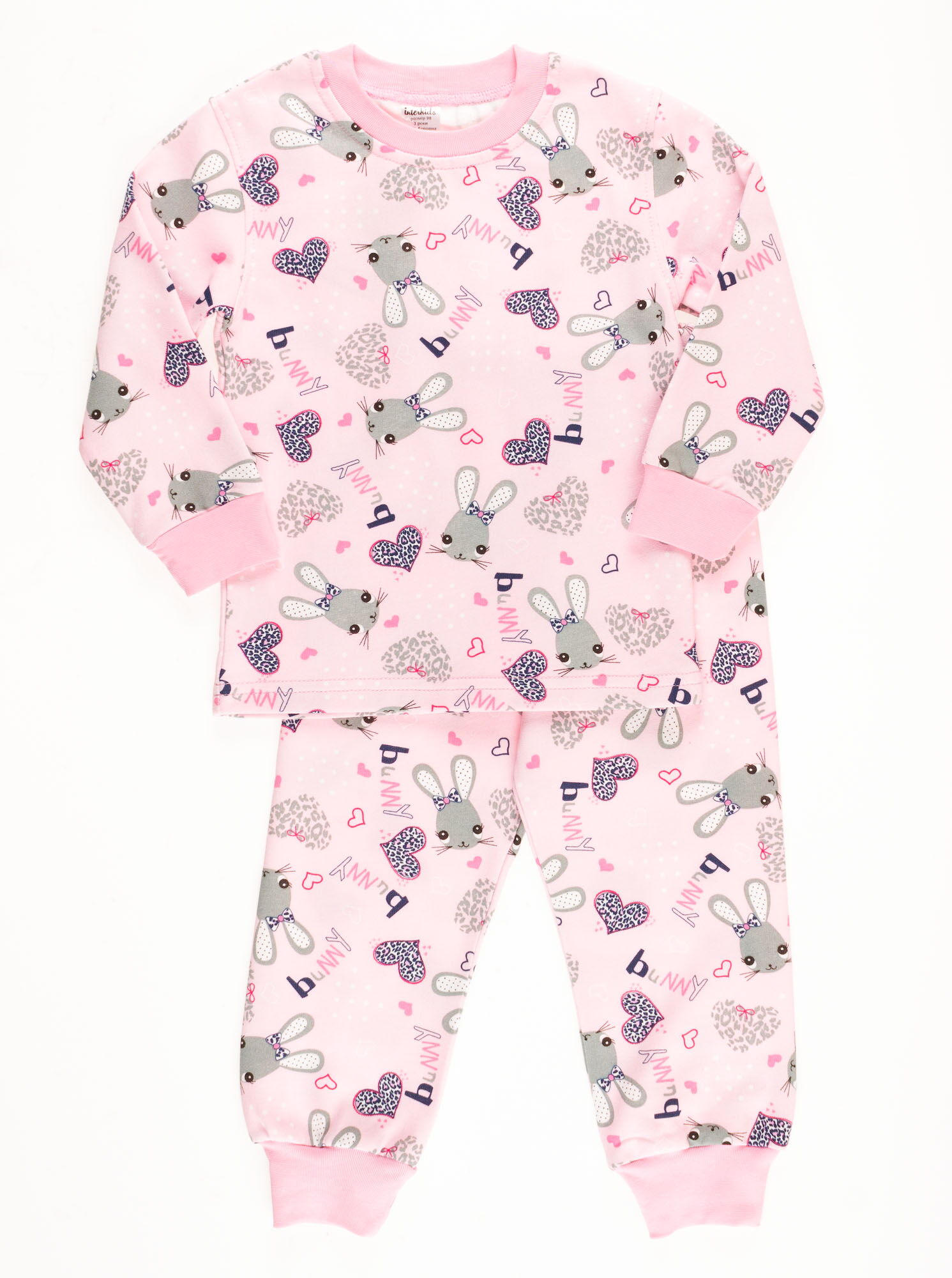 Пижама утепленная  для девочки Interkids Зайчики розовая 1951 - цена