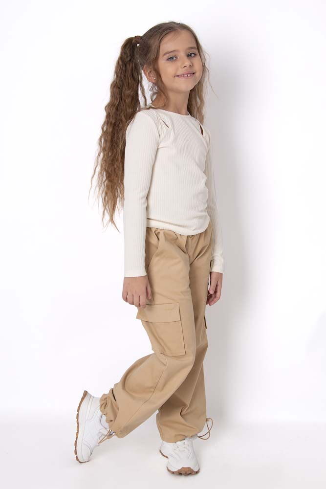 Лонгслив в рубчик Mevis кремовый 4912-05 - фото