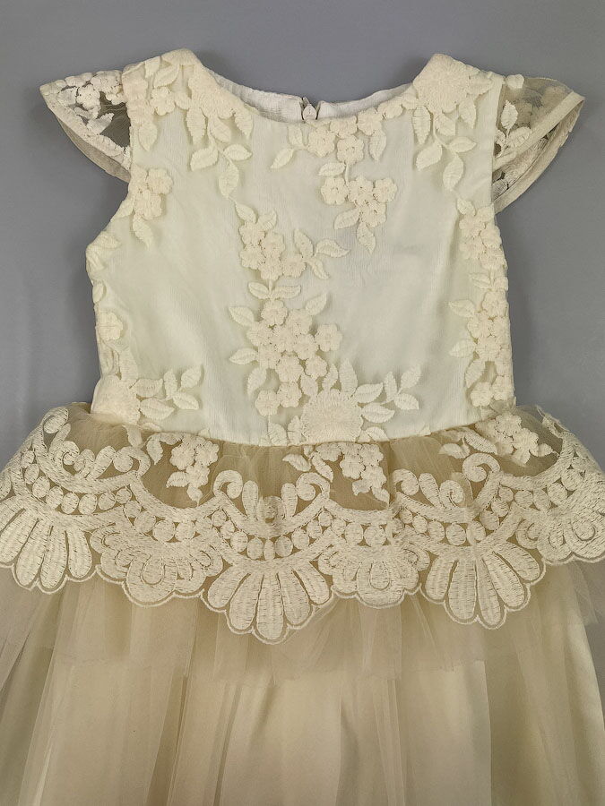 Нарядное платье для девочки Mevis кремовое 2627-04 - картинка