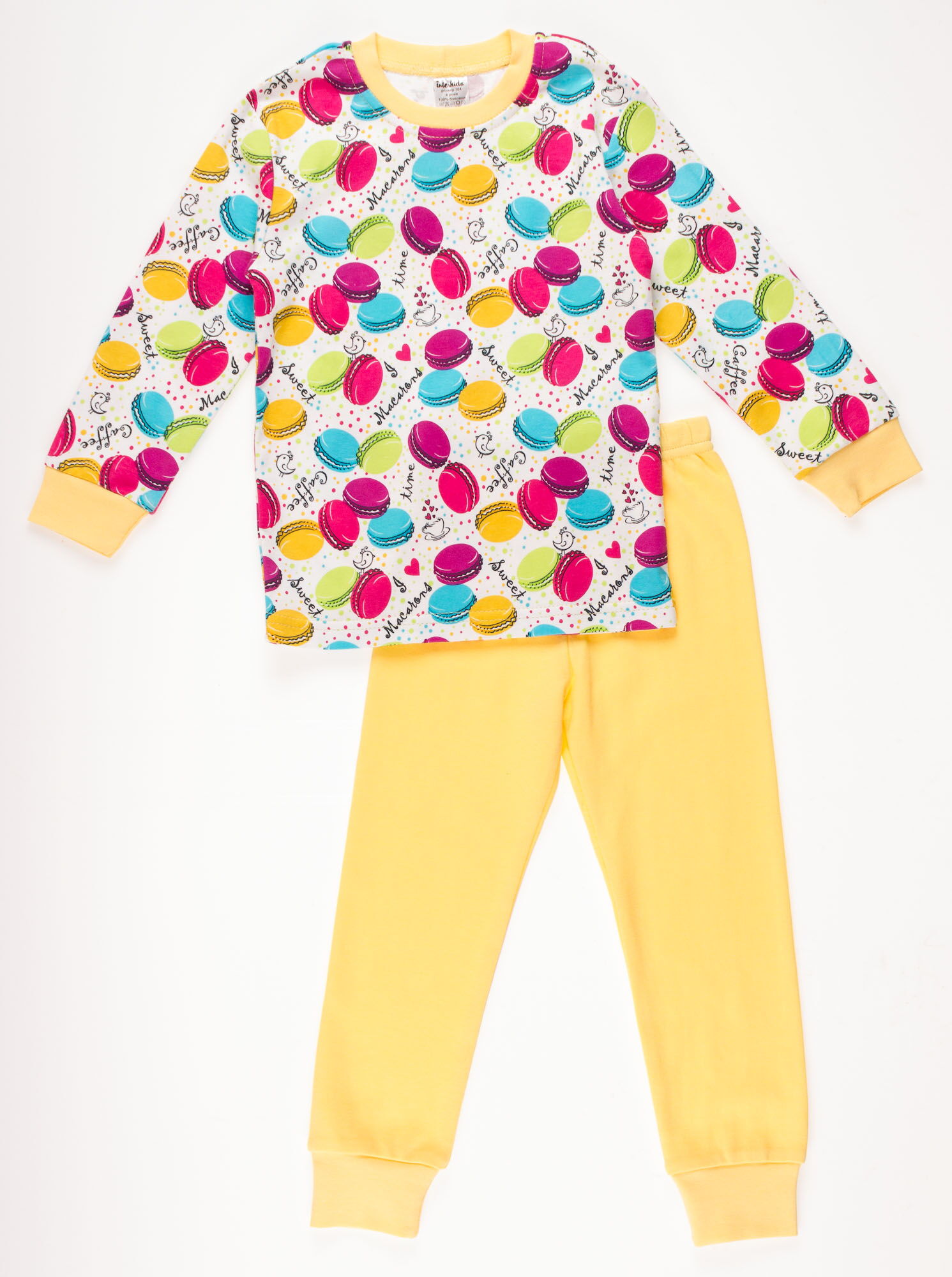 Пижама для девочки Interkids Макароны желтый 1094 - цена