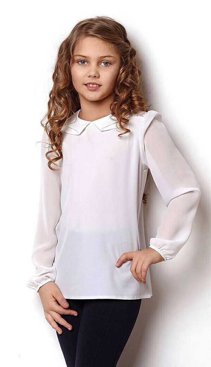 Блузка шифоновая для девочки Mevis белая 2108-02 - фото