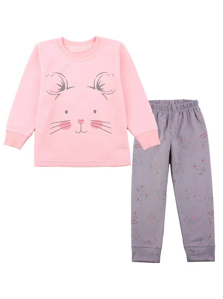 Утепленная пижама для девочки Фламинго Мышонок розовая 329-313 - цена