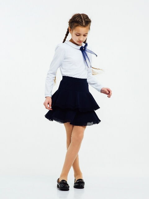 Трикотажная школьная юбка для девочки SMIL cиняя 120231 - картинка