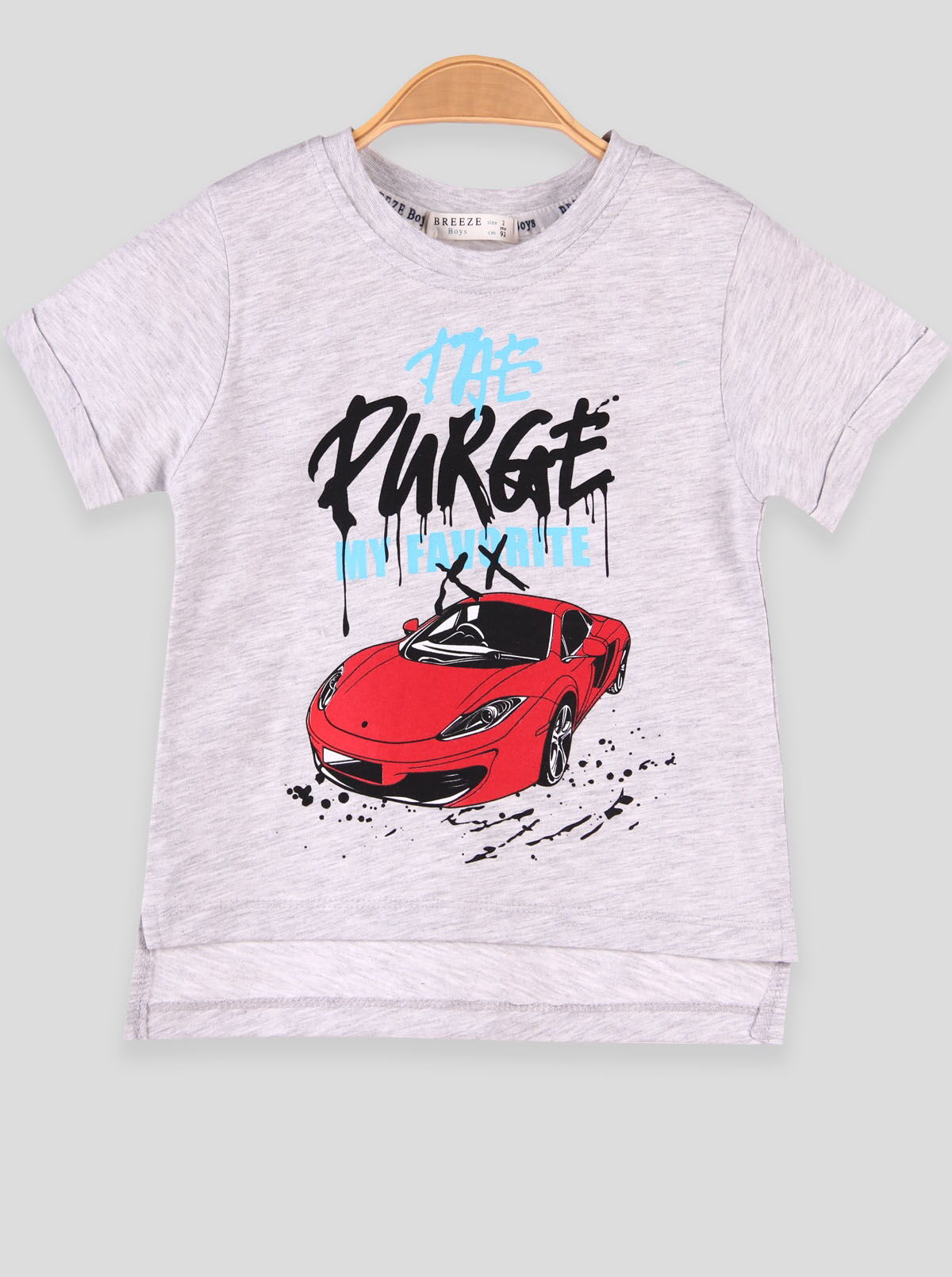 Футболка для мальчика Breeze Машинка серая 7485 - фото