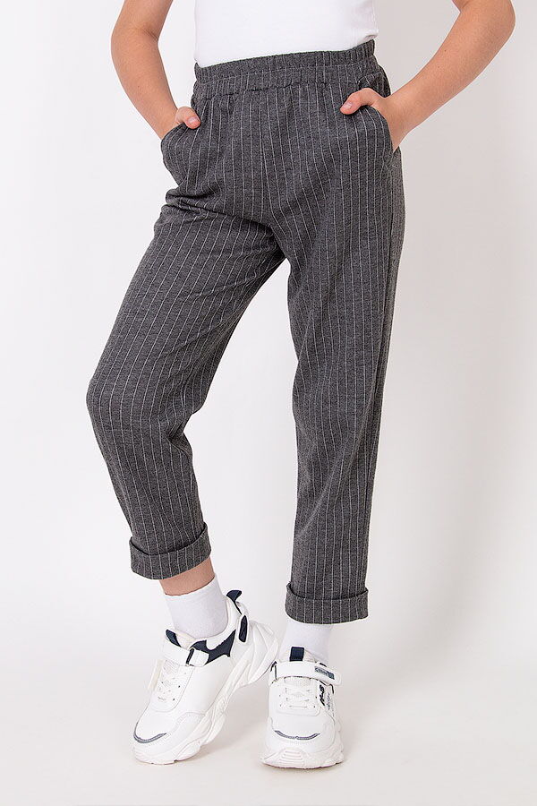 Трикотажные брюки для девочки Mevis серые 3378-04 - цена