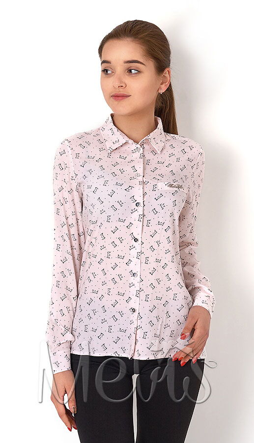 Блузка с длинным рукавом для девочки Mevis пудра 2901-04 - цена