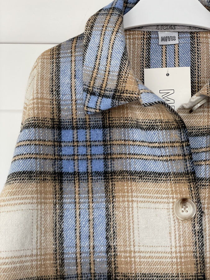 Теплая рубашка в клетку Mevis голубая 4907-02 - Украина