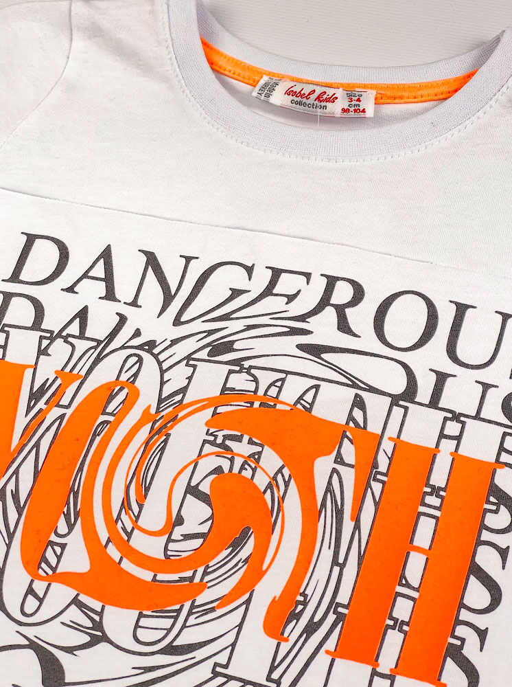 Футболка для мальчика Isobel Dangerous белая 12107 - размеры