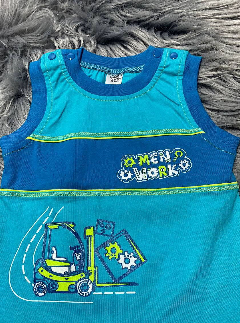 Майка для мальчика Фламинго бирюзовая 483-114 - фотография