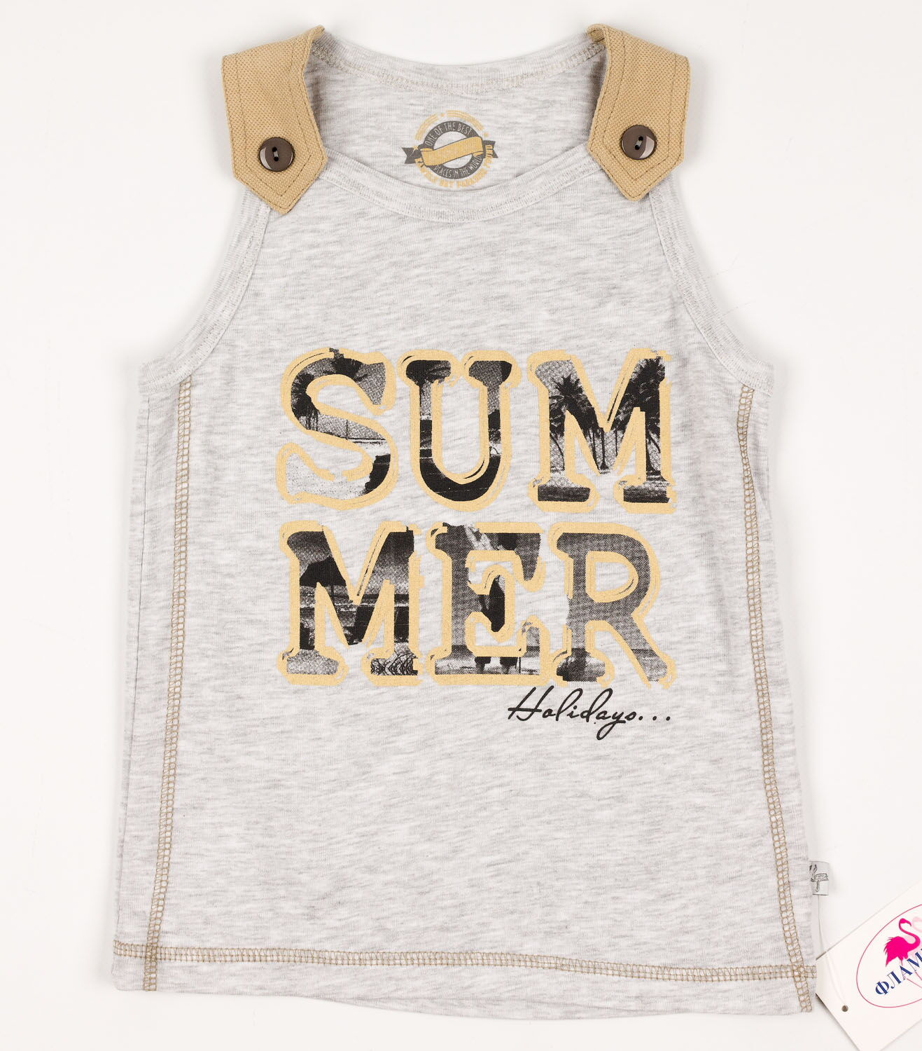 Комплект для мальчика (майка+шорты) Фламинго бежевый 911-1303 - фото