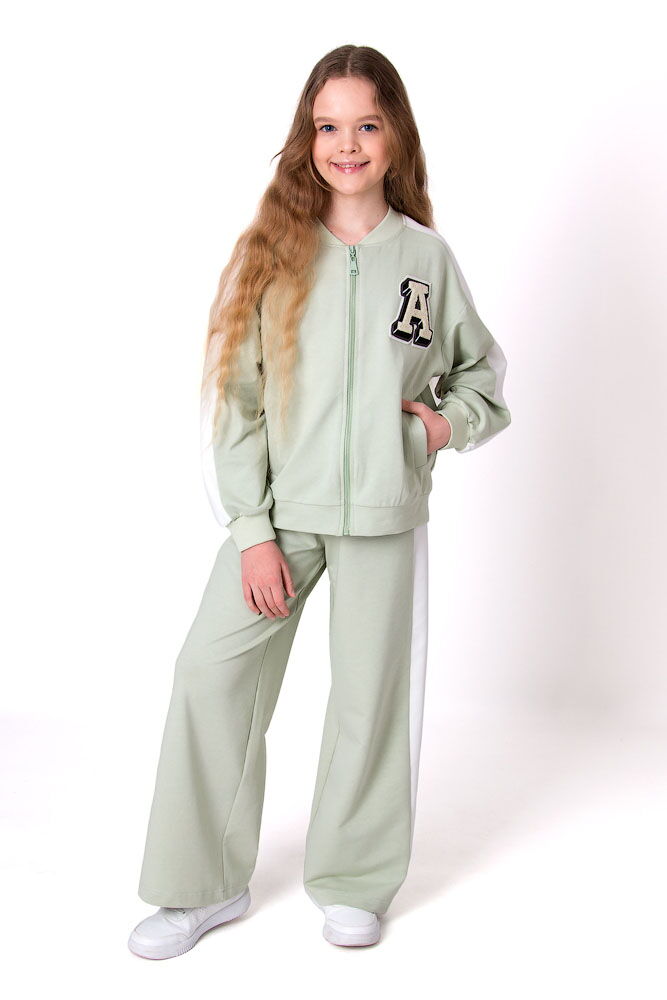 Стильный костюм бомбер и палаццо для девочки Mevis мятный 4850-02 - цена
