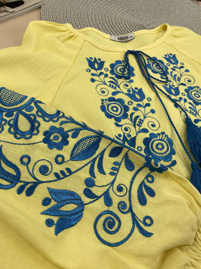 Вышиванка для девочки Mevis желтая 4854-03 - фото