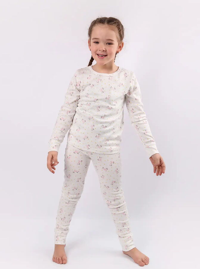 Пижама для девочки Фламинго Единороги молочная 247-051 - цена