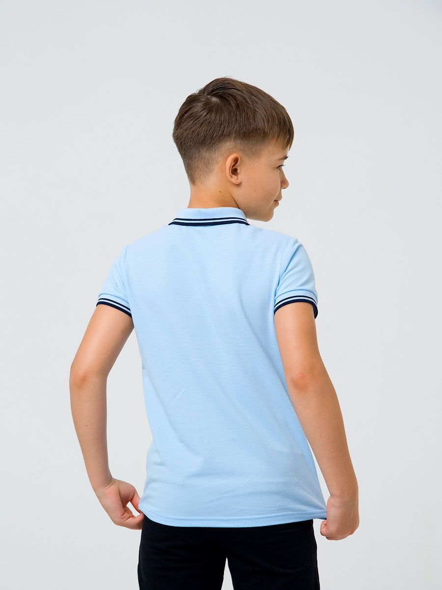 Футболка-поло с коротким рукавом для мальчика SMIL голубая 114730/114731 - фото