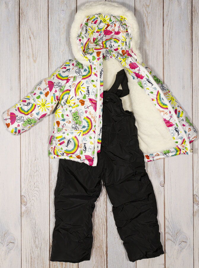 Комбинезон раздельный зимний (куртка+штаны) Одягайко Зонтики белый 20111/32022 - размеры