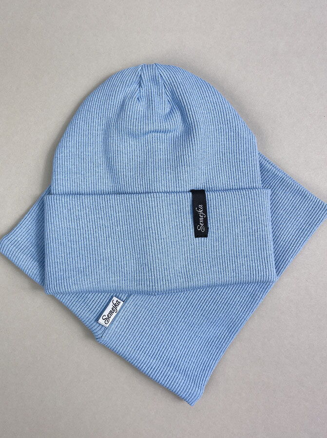 Комплект шапка и хомут Semejka Фрея голубой 9321 - цена
